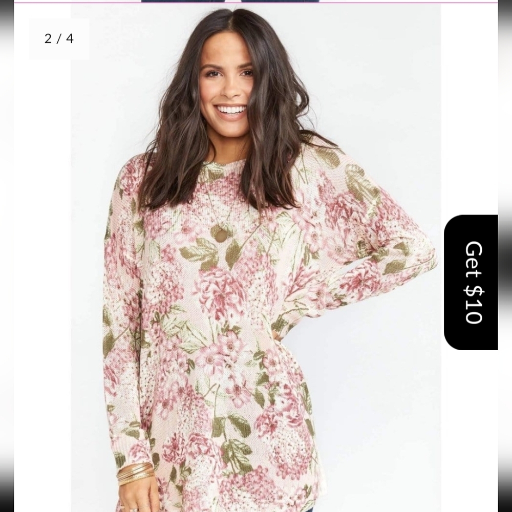 SHOW ME YOUR MUMU Women's Bonfire Sweater hydrangea Blooms Oversized Xs